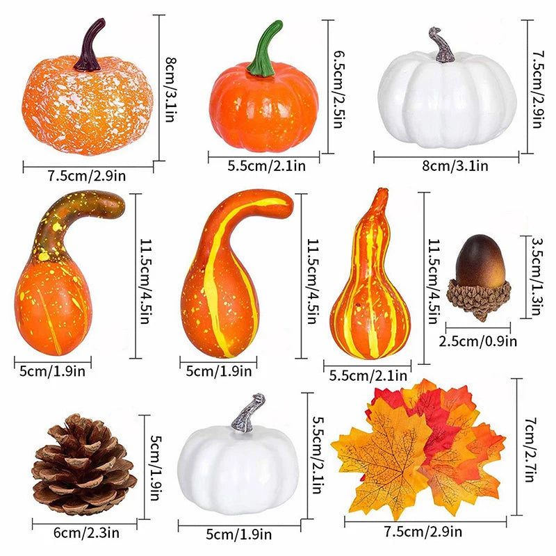 50pcs Realistic Pumpkin Maple Leaves Home Decor Party Favors Lifelike Wreath Garland Artificial Halloween Thanksgiving Parties S