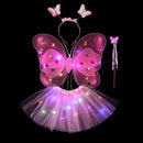 LED Children Costume Props Girls Skirts Angel Luminous Wings Flashing Butterfly Skirt Lights Suit 2-8year Easter Valentines Day