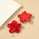 Obega Big Red Flower Women Earring Stud Metal Flower Red Painting Bohemia Summer Holiday Wedding Earring Post Statement Earrings