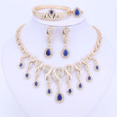Goldfarbene Kristall Afrikanische Perlen Schmucksets für Damen Kleider Accessoires Hochzeit Braut Halskette Ohrringe Armband Ring Sets