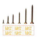 T.K.Excellent 140Pcs Flat Head Phillips Yellow Zinc Wood Screws Assortment Kit Woodworking 6 Sizes