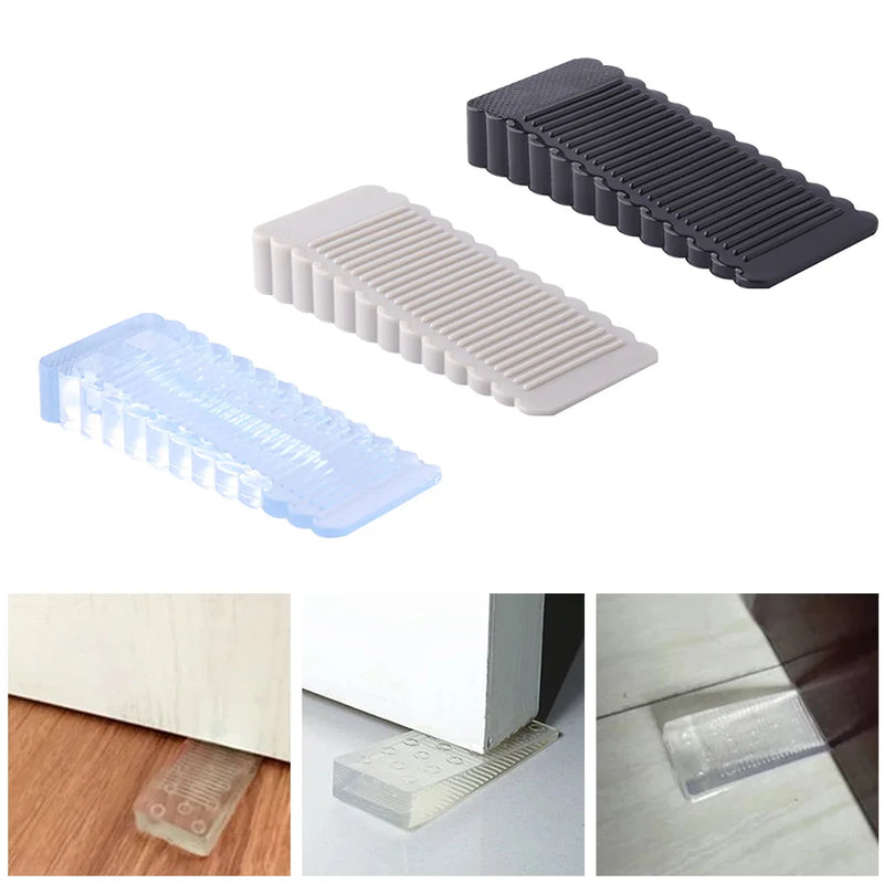 Safety Silicone Door Stopper Door Bottom Windproof Block Wedge Door Stopper Home Office Door Rear Retainer Anti-collision Pad