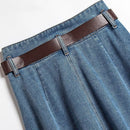 2023 Koreanischer Stil Frühling-Sommer Neuer Rock Damenmode Pendler-Jeansrock mit Knopfleiste und Gürtel