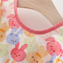 Cartoon Colorful Baby Girls Dresses Puff Sleeves Summer Children's Clothes Cute Rabbit Toddler Kids Costume For 0 To 3 Years Old