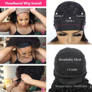 Black curly Hair Headband Wigs 18 Inches Ombre Brown Afro Kinky Curly Hair for Afro Women Soku Glueless Wig 150% Density