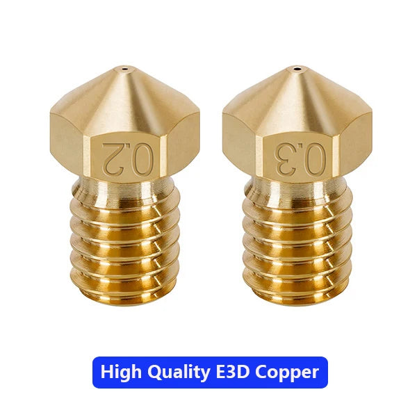 2pcs All Metal V6 Nozzle 3D Printer Parts M6 Thread Brass Hard Steel Titanium PTFE Plated Nozzles E3D V5 For 1.75mm Filament