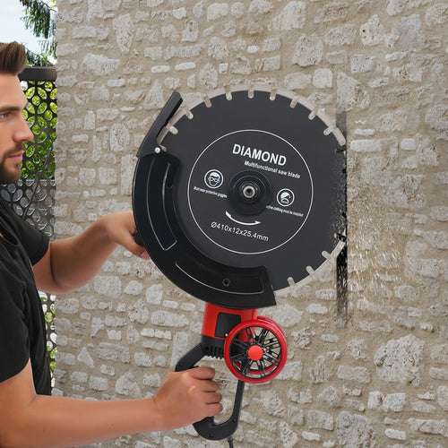 16Zoll 4000W Elektrische Betonsäge Ziegelschneider Kreissäge Wandschlitzer mit Sägeblatt und Rollenführung 3000 U/min