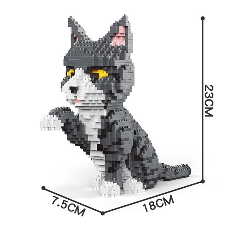 KNEW BUILT Adorable Cat Mini Model Building Blocks Expressive Faces Orange and Black Options for Kid Toys Pet Fans Style Bricks