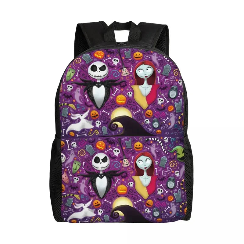 Custom Nightmare Before Christmas Backpacks for Men Women School College Student Bookbag Skellington Halloween Skull Bags