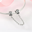 Real 925 Sterling Silver Charms Bead Heart Flower Round Shape Safety Chain Charms Fit Original Charm Bracelet Jewelry Making