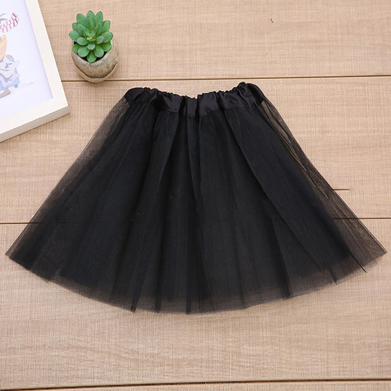 Fashion Kids Mesh Miniskirts Girls Princess Solid White Dance Ballet Tutu Brand Party Dress Girl Faldas Skirt Elastic Clothes