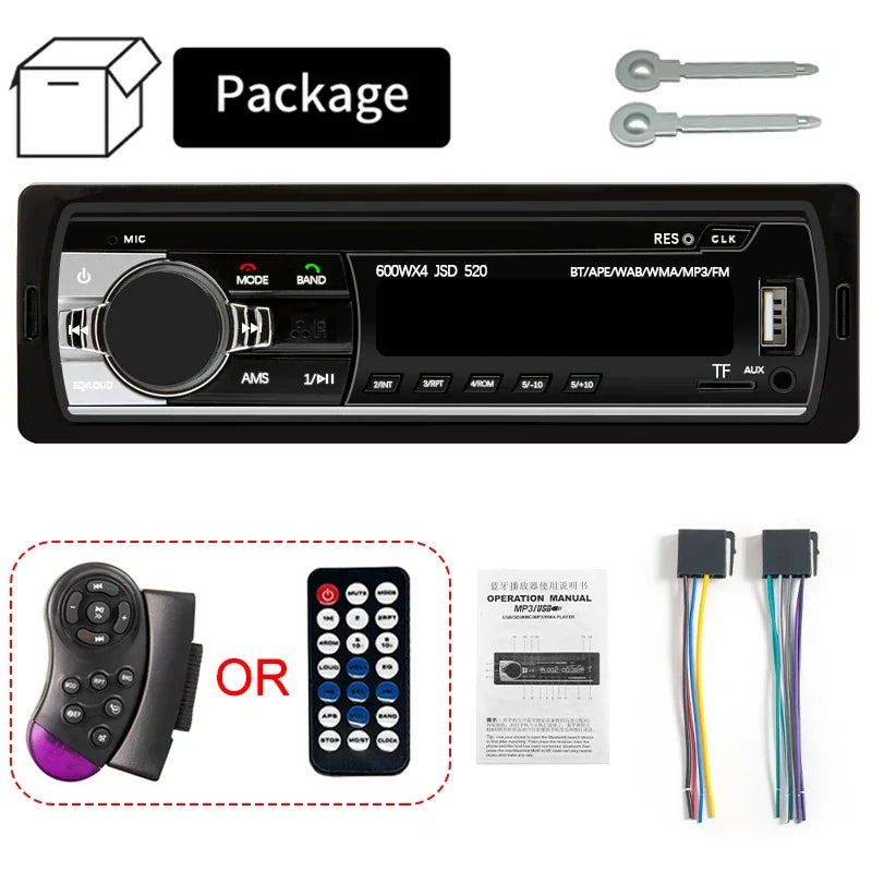 Hippcron Car Radio Stereo MP3 Player Digital Bluetooth 60Wx4 FM Audio Music USB / SD with In Dash AUX Input