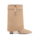 Ladies' Autumn and Winter New Pointed Knee High Women's Boots, Thick High-heeled Long Pants Boots, Fashionable Mid Rise Boots