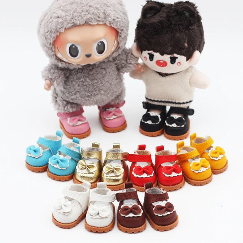 Labubu Shoes (3.8*2.3cm)  for 17cm Labubu Macaron  and 10cm EXO /Cotton Doll Finger Shoes Doll Leather Shoes