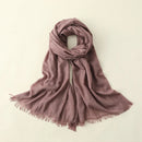 Solid Color Cotton Linen Scarf for Women Lady Literature Anti-sunburn Long Tassel Scarves Autumn Soft Gauze Wrap Shawls New