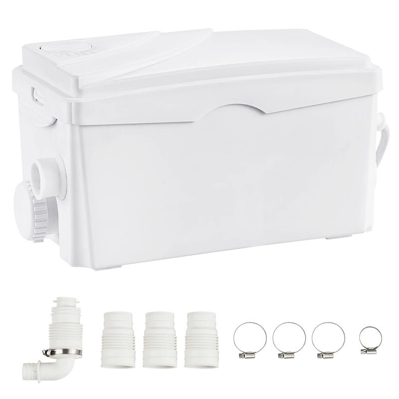 SucceBuy Macerator Pump 350W 6000L/h Flow 23 ft/7 m Head Macerator Sewerage Sump Pump with 3 Water Inlets Water Disposal Machine