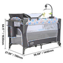 SucceBuy Baby-Stubenwagen 35 kg Traglast Einfach zusammenklappbarer, tragbarer Beistellbett mit Aufbewahrungskorb und Rädern
