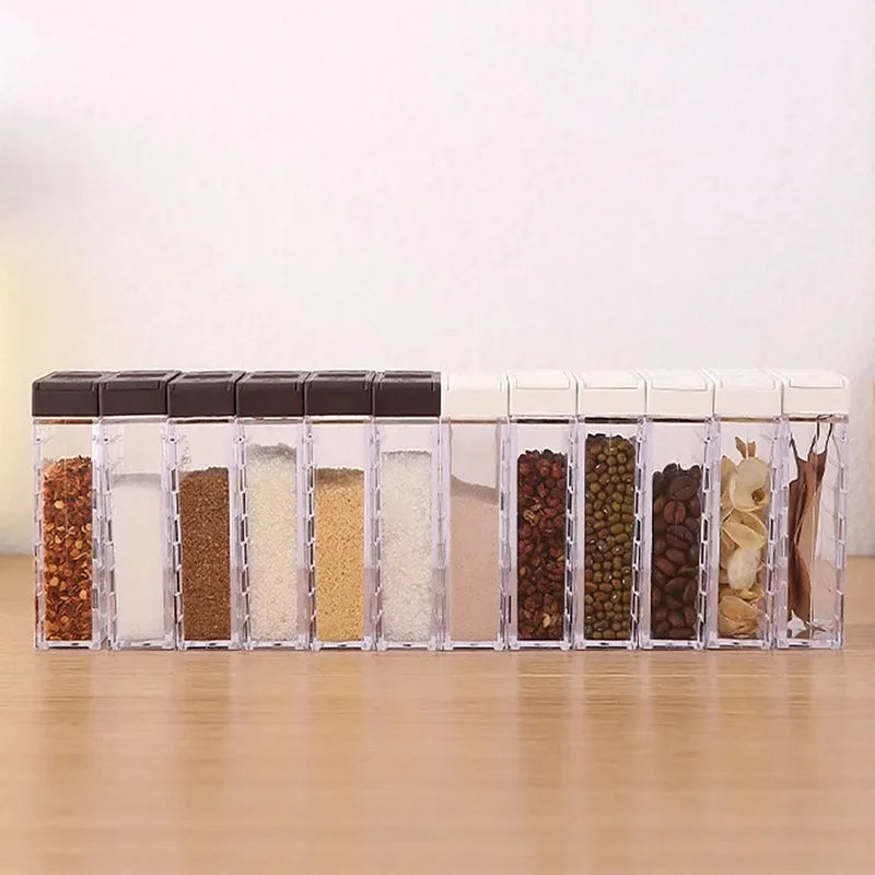 6pcs/set Spice Seasoning Box PP Salt Pepper Jars Box for Kitchen Spice Storage Organizer Box Home Organization