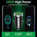 200W Dual-Port Mini USB Auto-Ladegerät Super Fast Charging Zigarettenanzünder 12-24V Aluminiumlegierung Telefon-Ladeadapter