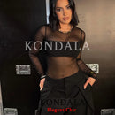KONDALA Trendy Sexy Transparenter Bodysuit Langarm Bodysuit Fashion 2026 Frühling Sommer Party Urlaub Date Durchsichtig Damen Tops