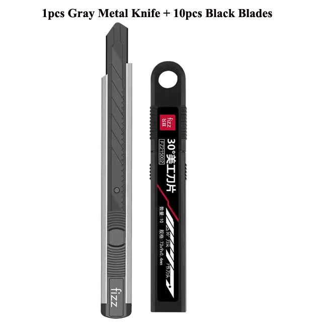 Fizz Metal Utility Knife Blade Paper Cutter Aluminum Alloy Pocket Knifes with Self-Locking Design Stationery Supplies