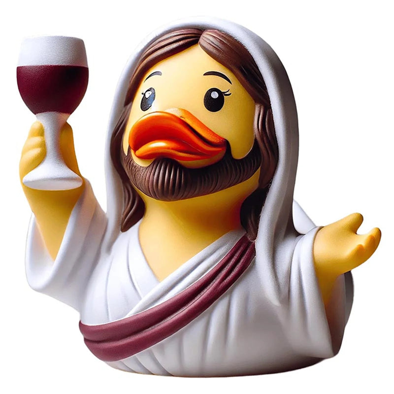 Unique Resin Duck Sculpture Halloween Creative and Playful Decorative Jesus Art for Home, Office, Collectibles