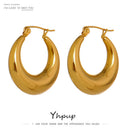 Yhpup Statement Edelstahl Geometrische Creolen Schmuck für Frauen Trendige Metalltextur 18 K Ohrringe Goldene Accessoires