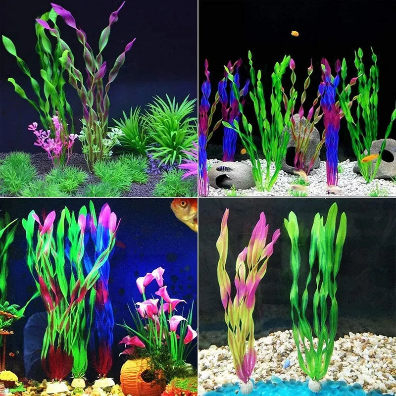 10PCS Fish Aquarium Plants Seaweed Water Plants for Aquarium 12-30cm Plastic Fish Tank Plant Aquarium Decoration
