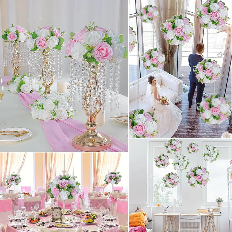 Wedding Flowers Rose Balls 2/6pcs Centerpieces Arrangement Flowers Ball for Wedding Birthday Party Valentine's Day Home Decor