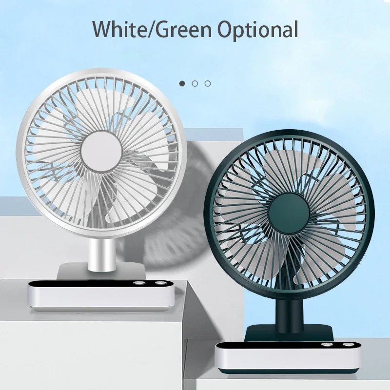 USB Rechargeable Oscillating Desk Fan 4 Speed Settings 5000mAh Mini Table Cooling Fan Adjustable Head Home Office Personal Fan