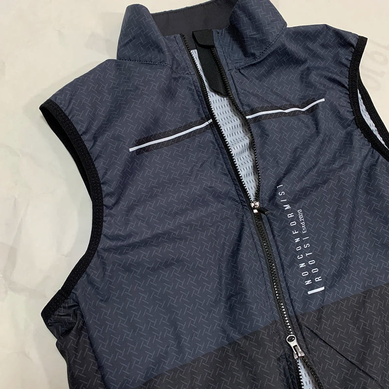 In stock! black High quality men's sleeveless windproof vest lightweight breathable quick-drying with two way zipper