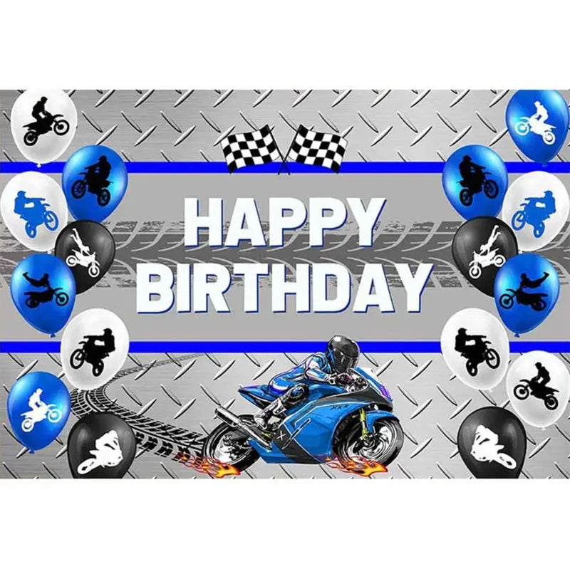 Motocross Racing Theme Backdrop Motorcycle Dirt Bike Photography Background for Boys Birthday Party Decoration Cake Table Banner