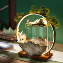 Indoor LED Waterfall Fountain W/ Mist Maker & Warm Light - Home/Yoga Tabletop Zen Water Feature (Deer Motif - Good Luck Symbol)