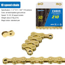 8/9/10/11 Speed Bicycle Chain Fully Electroplated Gold Rust Corrosion Resistant Wear-resistant Durable Suitable for Most Bikes