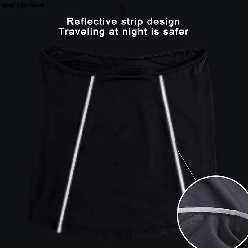 Reflective Nigh Riding Half Face Mask Summer Ice Silk Sunscreen Dust-proof Neck Collar Scarf Sports Bandana Men Women