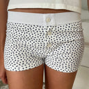 Neue lässige Lounge-Shorts für Damen, Y2K Vintage, niedrige Taille, Knopfverschluss, mit Grafikdruck, ästhetisch, schmal, Pyjama-Hose, Nachtwäsche