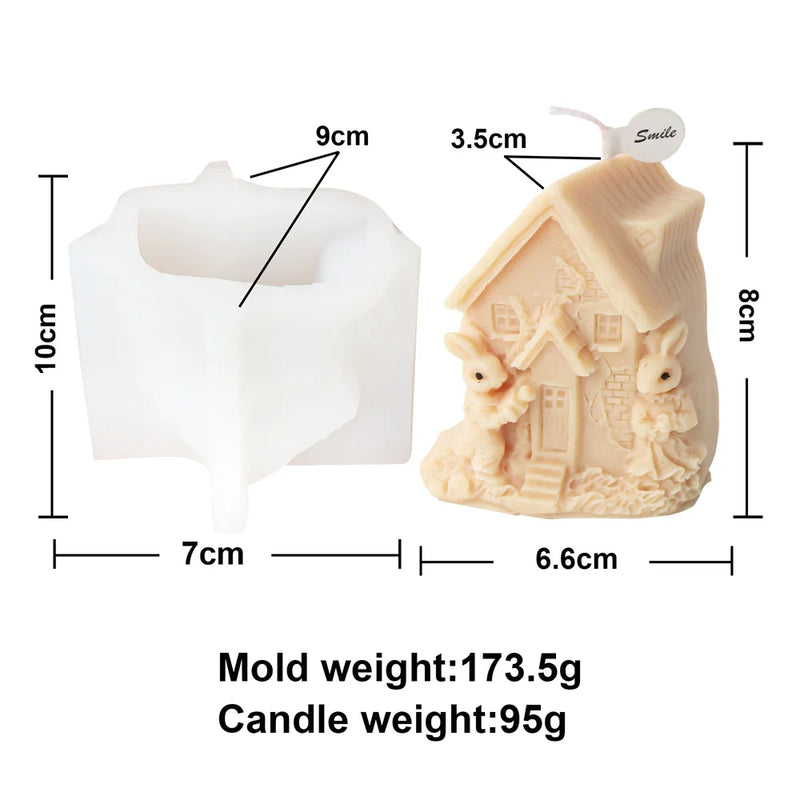 Easter Bunny Candle Mold 3D Rabbit Candle Silicone Molds Easter Bunny Resin Casting Mould for DIY Candle Making Polymer Clay
