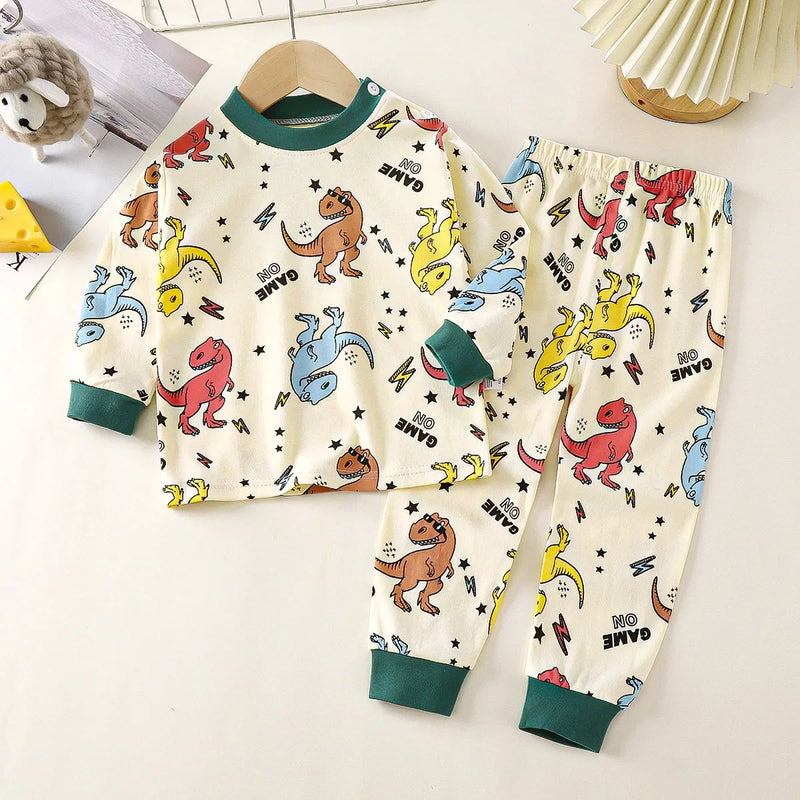 New Kids Boys Girls Pajama Sets Long Sleeve Cute T-Shirt Tops with Pants Toddler Baby Sleeping Clothing Sets Merry Christmas