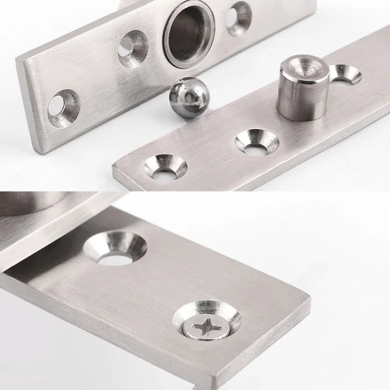 Central and Offset-Axes Rotating Hinge 360 Degree Door Pivot Hinge Concealing Up Down Shaft for Wooden Doors, Stainless Steel