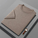 Spring And Summer Worsted Wool Knitted Short-Sleeved Men's T-Shirt Round Neck Thin Fashion Half-Sleeve Sweater