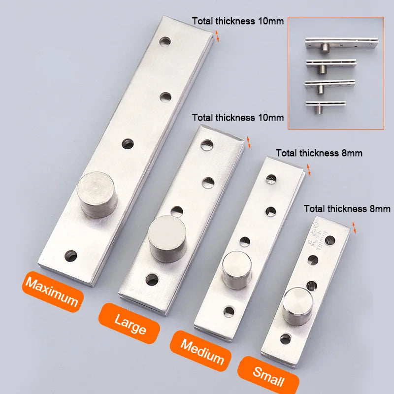 Central and Offset-Axes Rotating Hinge 360 Degree Door Pivot Hinge Concealing Up Down Shaft for Wooden Doors, Stainless Steel