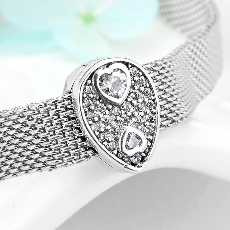 2021 New Arrival Sparkling 925 Sterling Silver Round Clear CZ Clips Beads for Jewelry Making Fit Reflexions Charm Bracelet