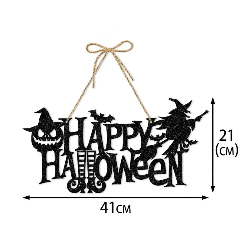 Halloween Ghost Face Pumpkin Door Hanging Bat Witch Hat Door Sign Pendant Ghost Festival Scene Layout Halloween Party Decor