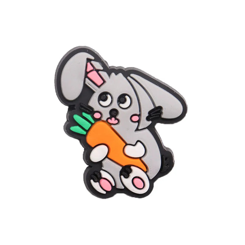 1-23Pcs PVC Adorable Rabbit Bunny Easter Shoe Buckle Charms Accessories Children Shoe Button Fit Birthday Gift