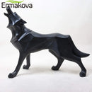 ERMAKOVA Wolf Statue Modern Abstract Geometric Style Resin Wolf Animal Figurine Office Home Decoration Accessories Gift