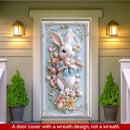 Easter Door Cover Decoration Plush Rabbit Wreath Easter Egg Coloured Ribbon Background Indoor Outdoor Porch Banner Party Supply