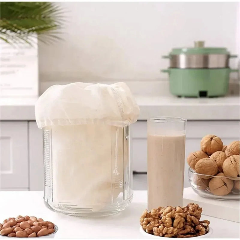 Reusable Cheese Cloth Bags Unbleached Natural Cotton Drawstring Bag for Yogurt Cold Brew Bags Nut Milk Tea Herbs Spice Strainers