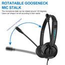 USB/3.5mm Plug Headphones Wired Call Center Headset Monaural Corded Operator Headphone with Microphone for Laptop PC Computer