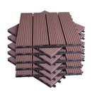 WPC Composite Garden Floor Boards Set of 11PCs Interlocking Wood Effect Terrace Tiles Flooring 30 x 30cm with Click System