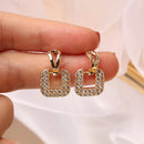 Hot Sale Exquisite Luxury Zircon Stud Earrings For Women AAA Zircon Shiny Rhinestone Geometrical Earring Party Wedding Jewelry